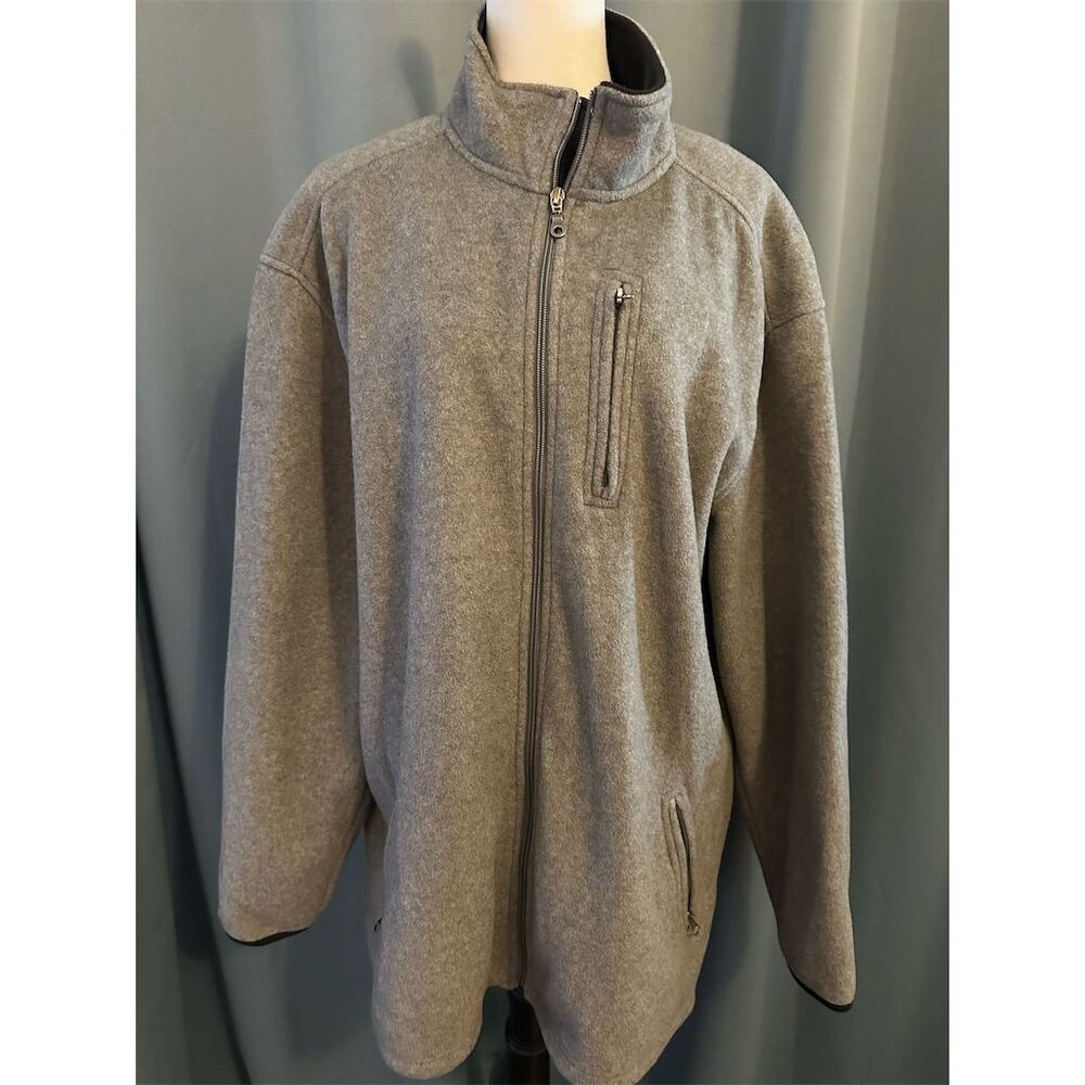 Retreat Men's Gray Fleece Jacket Full Zip Size L Casual